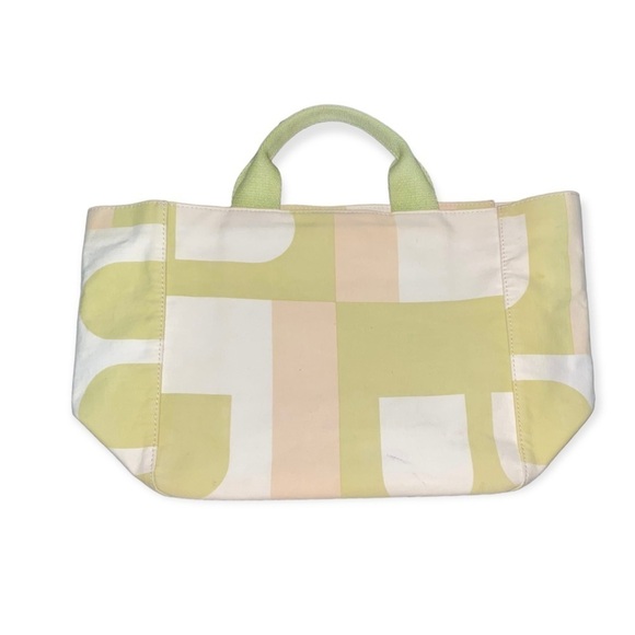 BALLY Canvas Handbag in Cream/Green/Beige Classic Tote - Picture 15 of 16